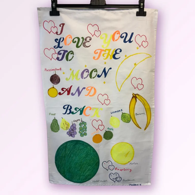 Hand-Painted Tea Towel by Misbah