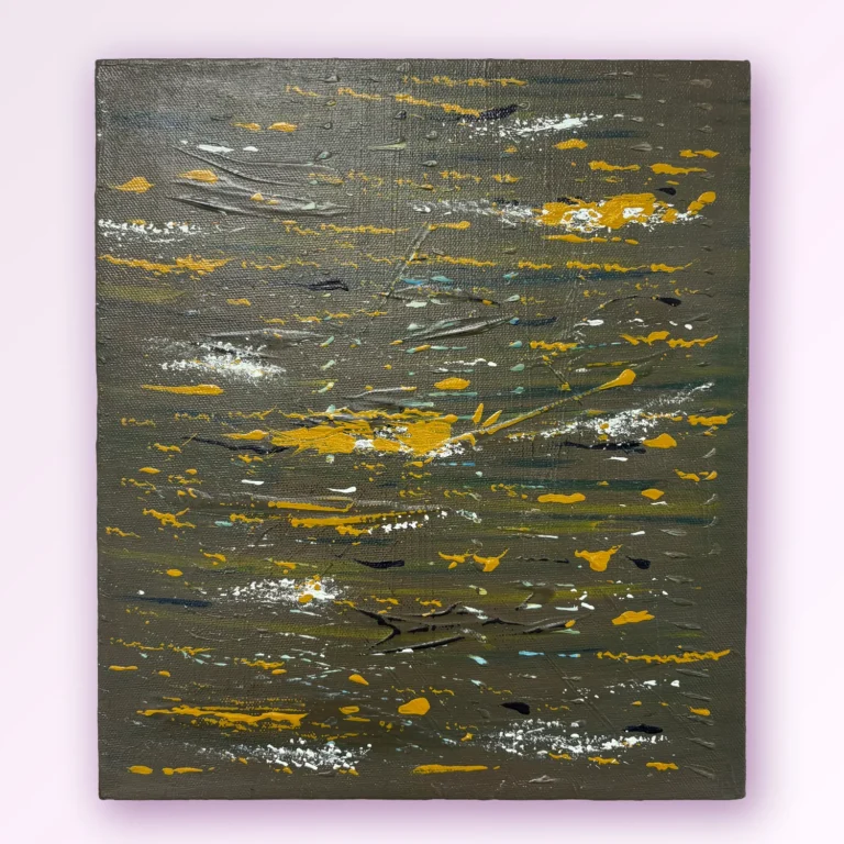 Black and Orange Small Canvas Painting by Sue