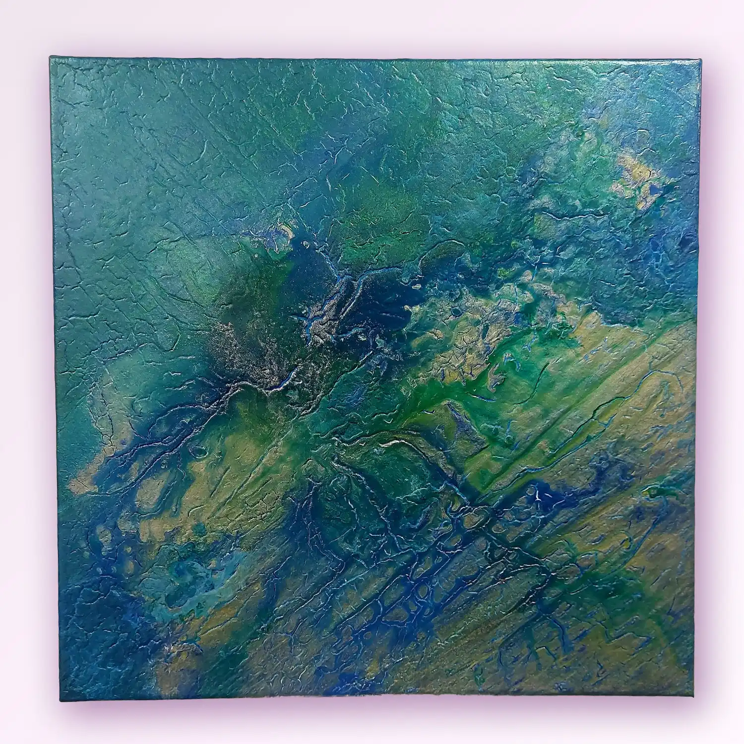 Large Blue-Green Abstract Canvas by Sue