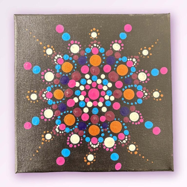 Colourful dot mandala painting on Canvas by Jan