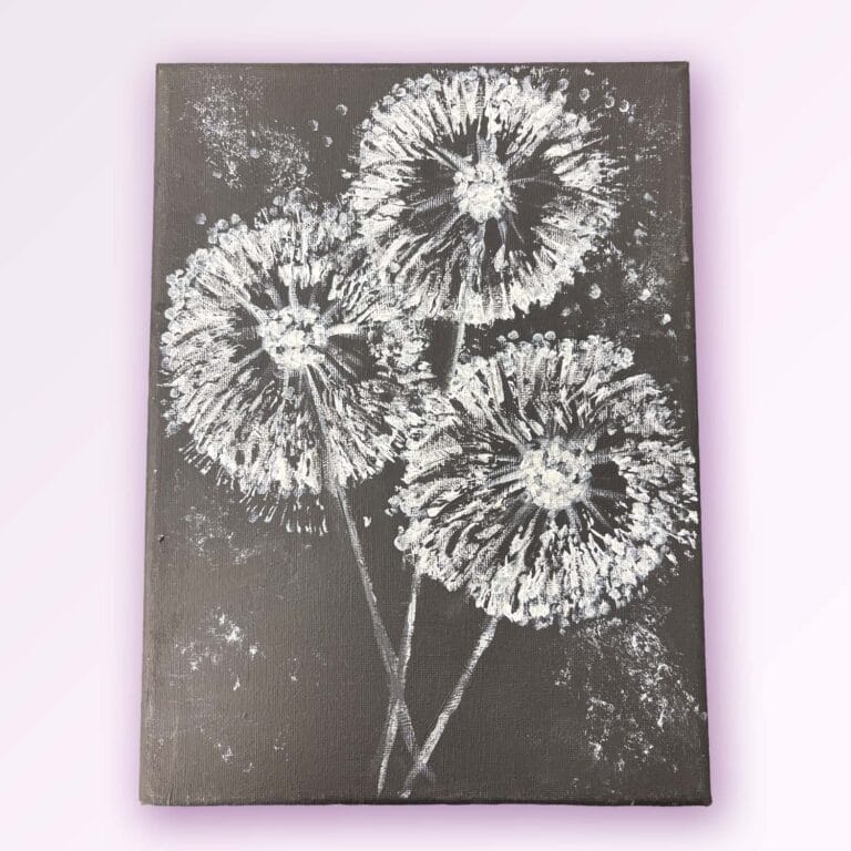Dandelion Flowers Painting on Canvas by Jan