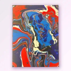 Red and Blue swirling Pattern Painting on Canvas by Jan