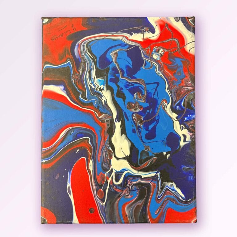 Red and Blue swirling Pattern Painting on Canvas by Jan