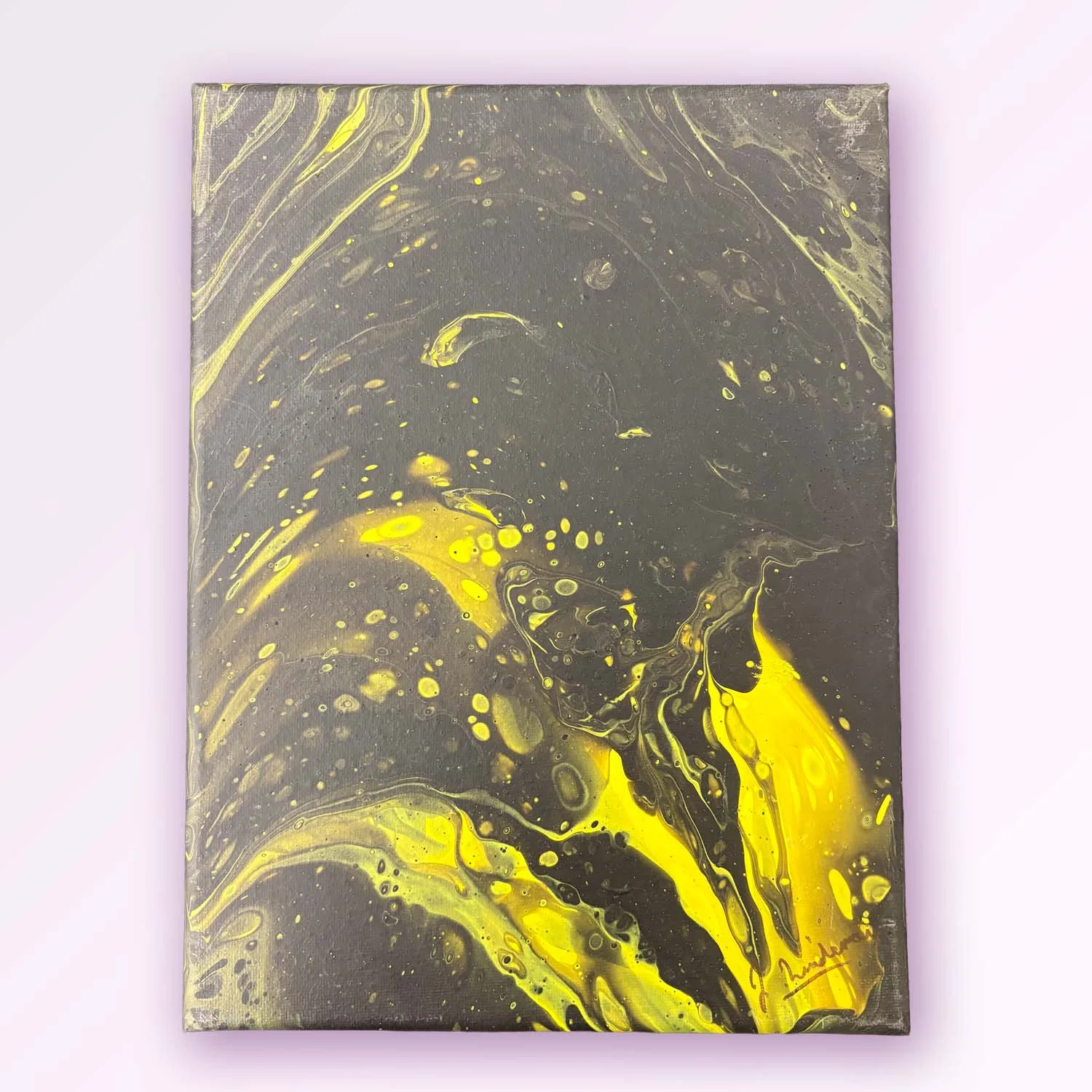 Yellow Swirling Pattern Painting on Canvas by Jan