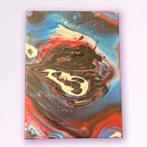 Red, Blue and White Swirling Pattern Painting on Canvas by Jan