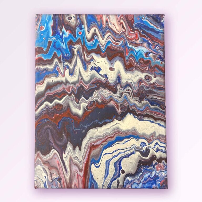 Blue and Red Swirls Pattern Painting on Canvas by Jan