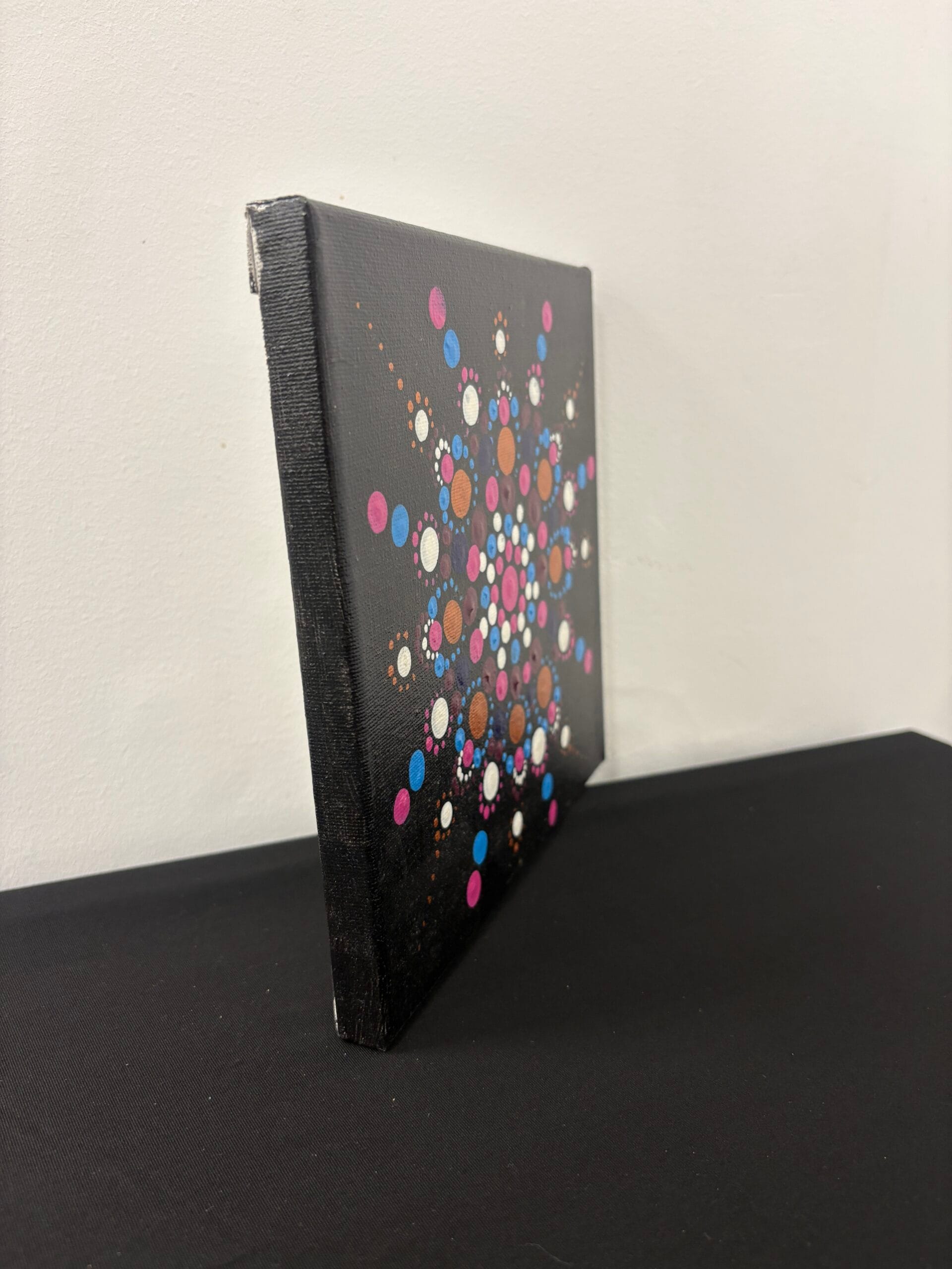 Colourful dot mandala painting on Canvas by Jan