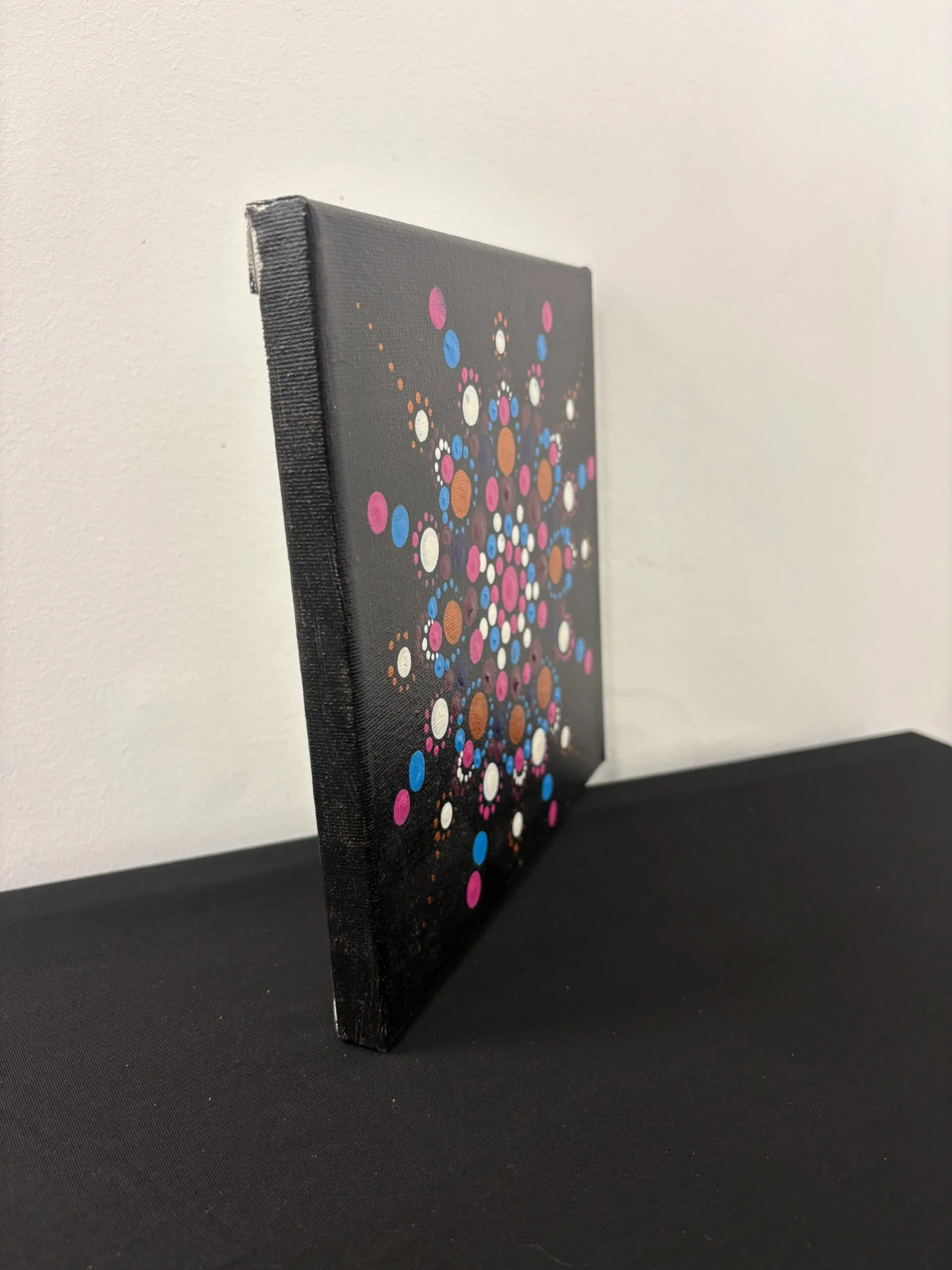 Colourful dot mandala painting on Canvas by Jan