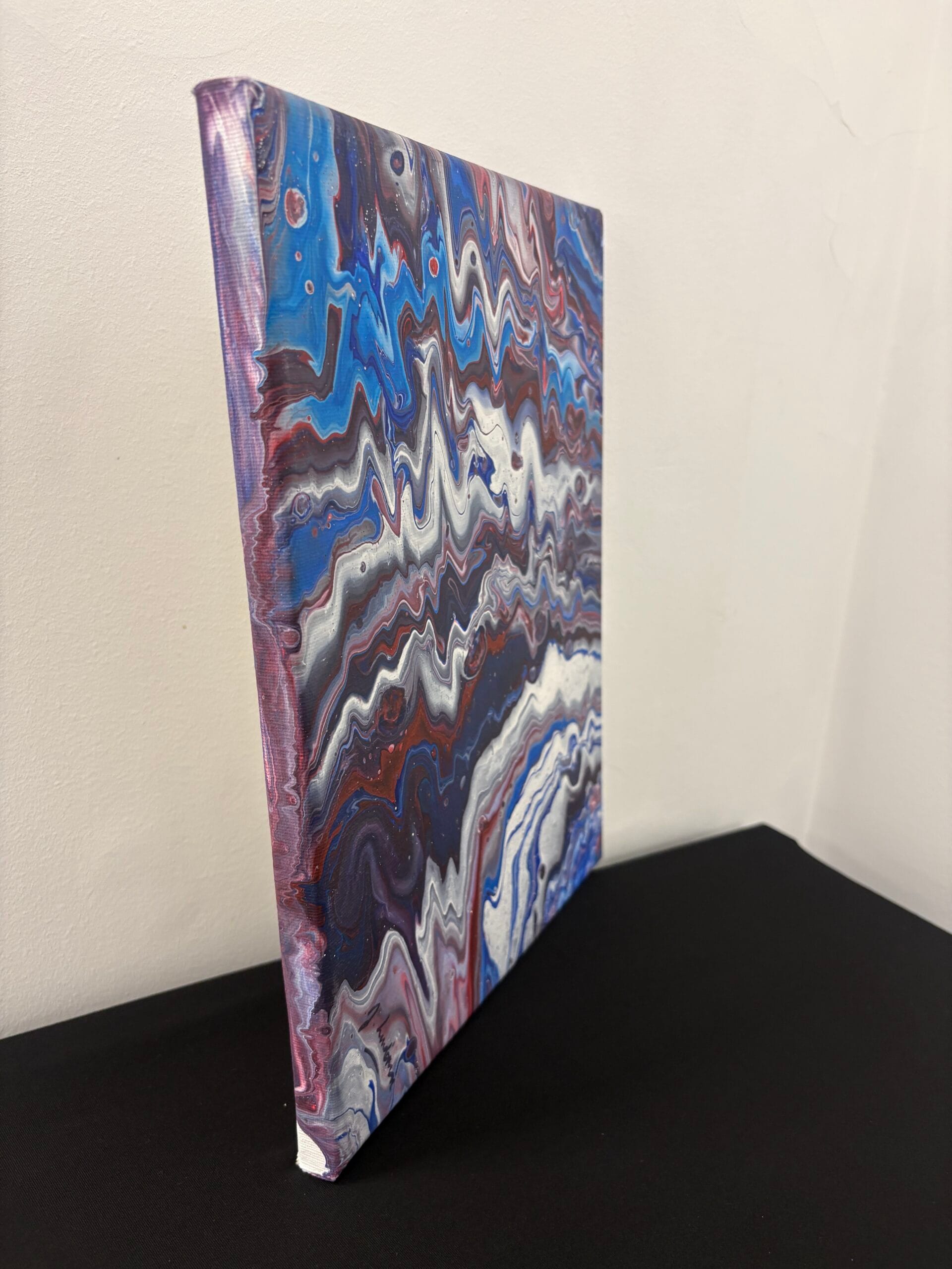 Blue and Red Swirls Pattern Painting on Canvas by Jan