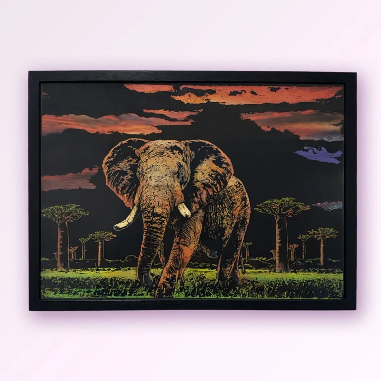 Scratch Art Picture of Elephant by Stirling